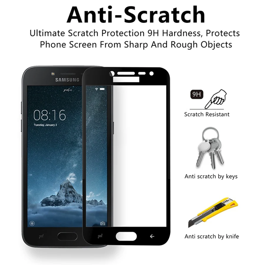 UPaitou полное покрытие из закаленного стекла для samsung Galaxy J2 Pro 2018 экрана протектор