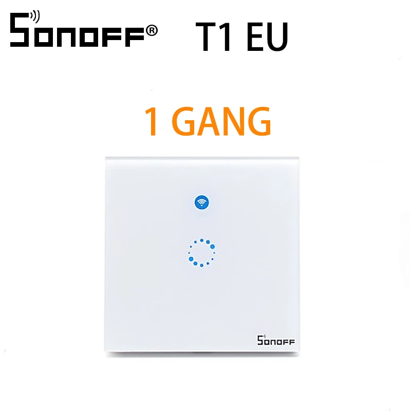 1 Gang Sonoff T1 ЕС умный Wifi настенный сенсорный светильник-переключатель 1 комплект 2 банда сенсорный/WiFi/433 RF/APP пульт дистанционного управления Умный дом работа с Alexa - Комплект: 1 Gang