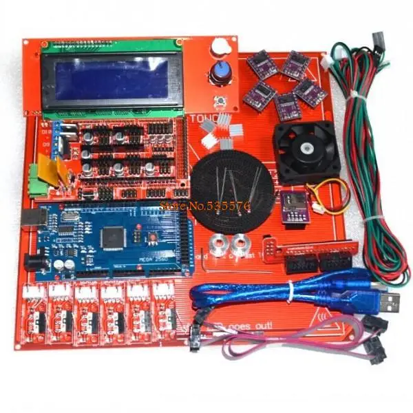Комплект Reprap Ramps 1 4 с Mega 2560 r3 + Heatbed mk2b 2004 ЖК контроллер Драйвер DRV 8825 торцевые