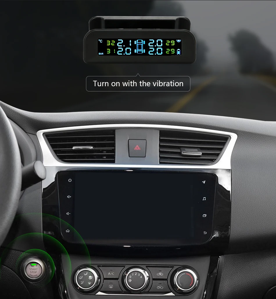 Jansite TPMS автомобильная система контроля давления в шинах, мульти-регулируемый угол, прикрепленный к стеклу, беспроводная Солнечная энергия Tpms с 4 датчиками