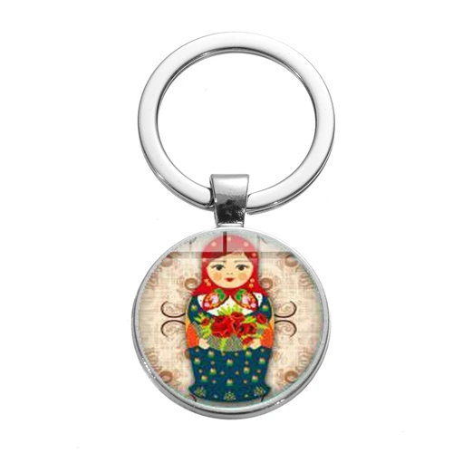 Style 3 SONGDA русская кукла народное искусство шаблон брелок Babushka Матрешка мультфильм печатных стеклянный купол для ключа кольцо Дети Ювелирные изделия - Цвет: Style 3