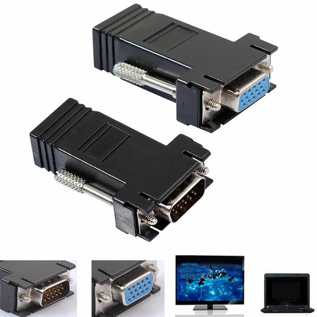 2шт RJ45 к мини VGA удлинитель Шнур Мужской Женский к Lan Cat5 Cat5e RJ45 Ethernet адаптер для ПК ноутбука конвертер