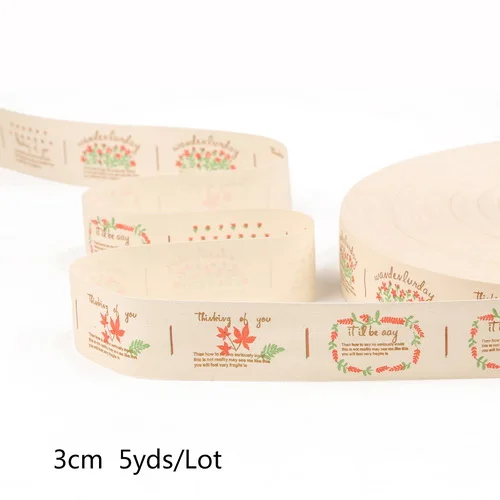 style 21 Хлопковая лента ручной работы с принтом «Hand made»; лента с буквенным принтом для упаковки подарков; вечерние платья; 5 ярдов - Цвет: style 21
