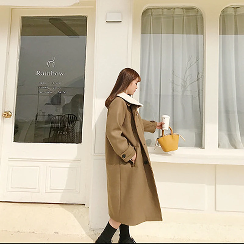 Winter New Fat mm Large Size Women's Authentic Loose Wool Thickening Dragon Brocade Coat Fur Collar Fashion | Женская одежда