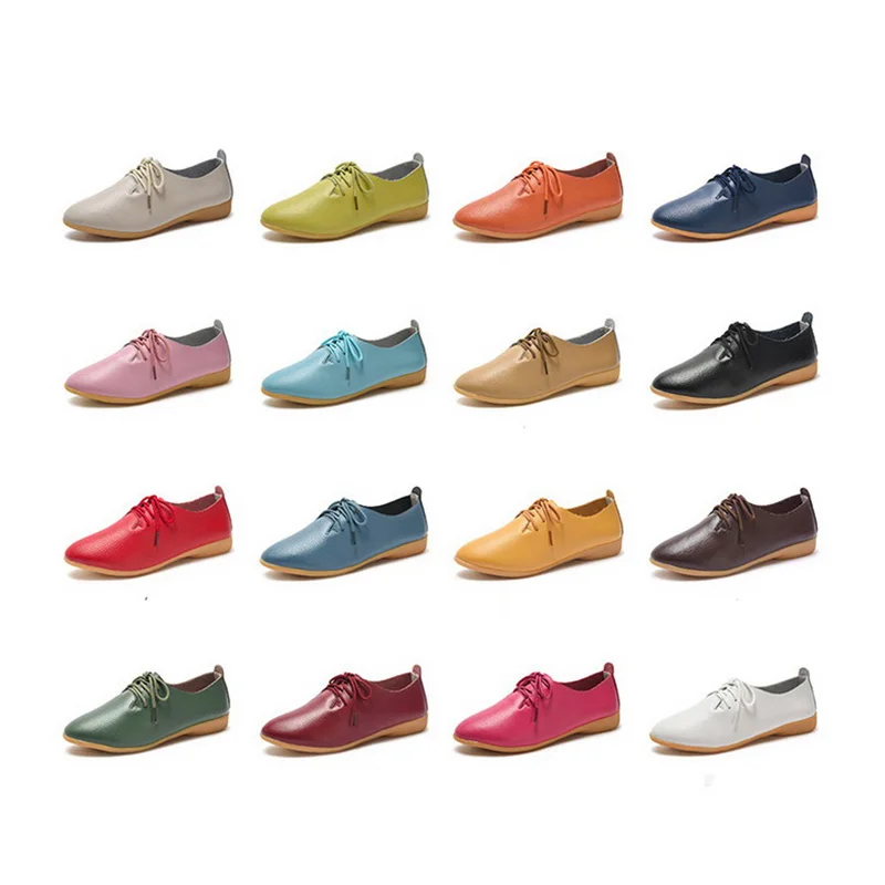 

Women Flats Shoes Genuine Leather Shoes Woman Oxford Shoes for women Lace-Up Female Pointed Toe zaptillas mujer