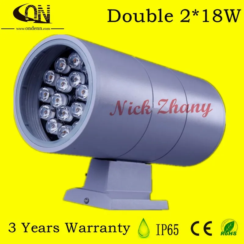

4pcs 18x2W 36W Led outdoor light up down side wall lamp garden cylinder aluminum columbia wall mount waterproof AC85-265V