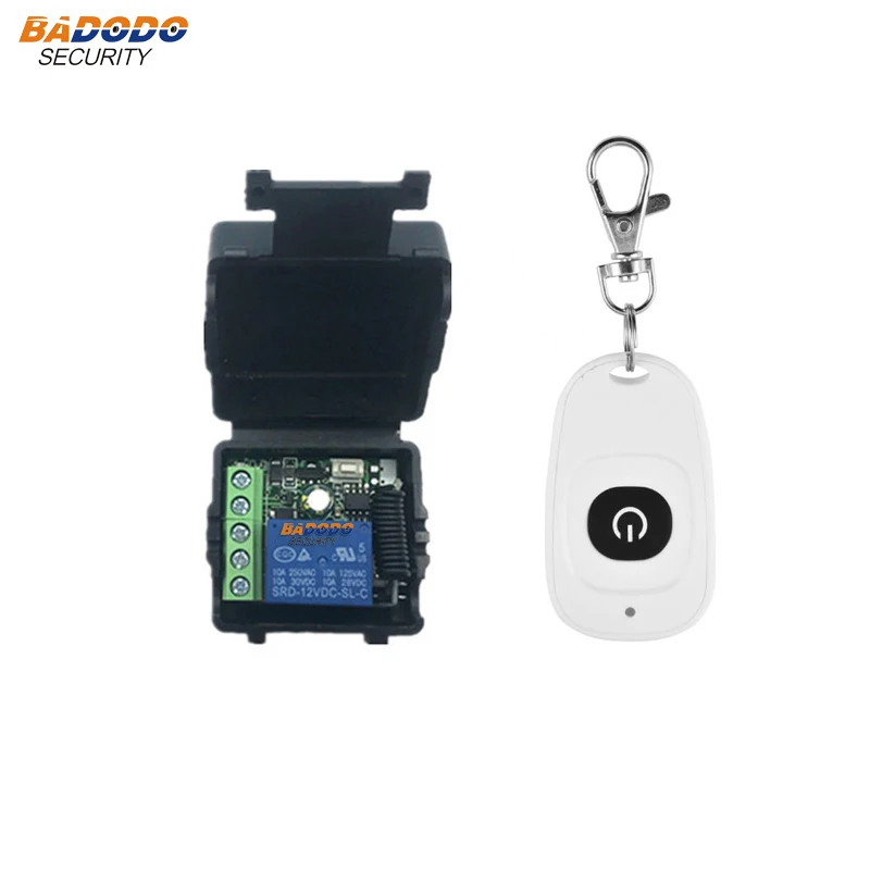 

Badodo Door access Control system use DC 12V Single Channel Relay Module RF Wireless Switch Receiver Remote Control Transmitter