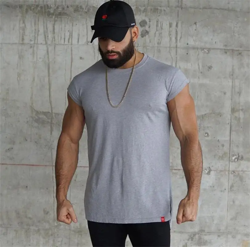 Мужские Футболка с коротким рукавом Slim Fit повседневное Блузка Топы летние костюмы Мышцы Тройник