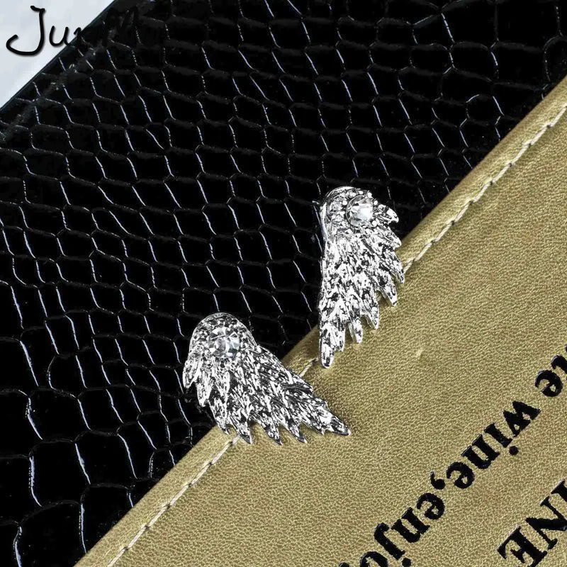 New Fashion Gold Silver Color Gothic Women Feather Cool Jewelry Wings Rhinestone Alloy Stud Earrings Gifts | Дом и сад