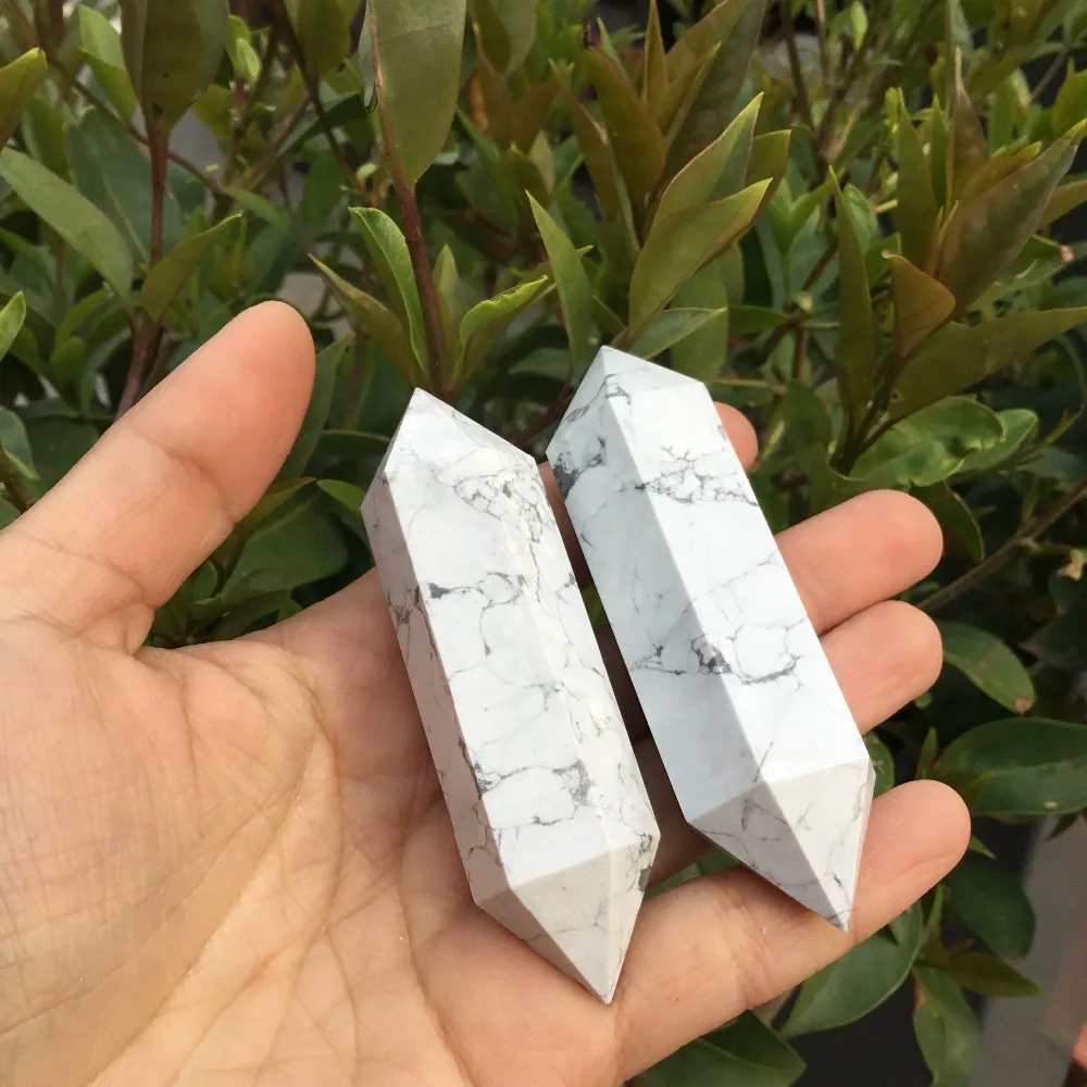 2pcs 7-8cm Natural quartz crystal wand point obelisk .white turquoise howlite energy healing tower | Дом и сад