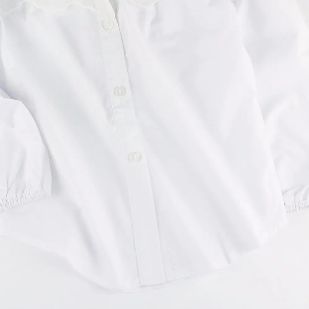 Детская одежда школьная блуза с короткими рукавами и длинными для девочек белая