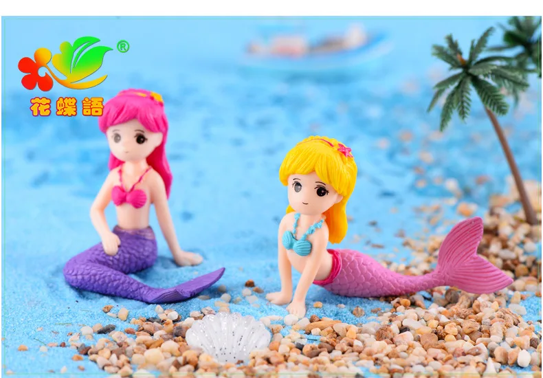 Русалка DIY микро Пейзаж Аквариум миниатюрные фигурки красота торт ключи пластиковые украшения ремесла домашний декор