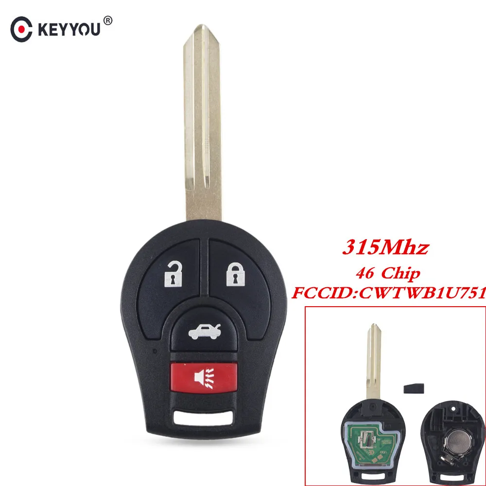 Ключ KEYYOU для Nissan Qashqai Sunny Sylphy Tiida X Trail Rogue 2008 2016 315 МГц чип CWTWB1U751 ID46 дистанционный