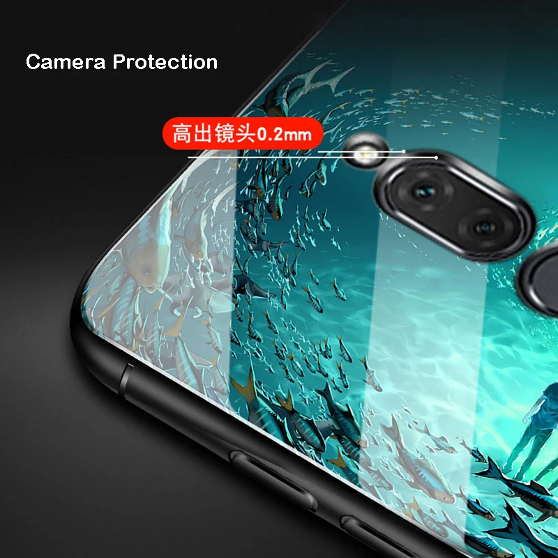 Светящийся чехол из закаленного стекла для телефона Huawei P30 Pro Mate 20X 10 Y9 2019 Nova 4e 3e 3 3i