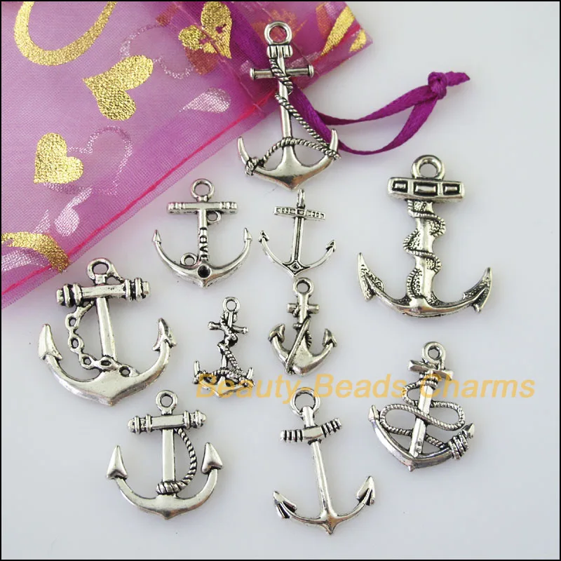 Новый 20 шт. Тибетский серебристый цвет &quotсделай сам&quot/якорь Смешанные Подвески