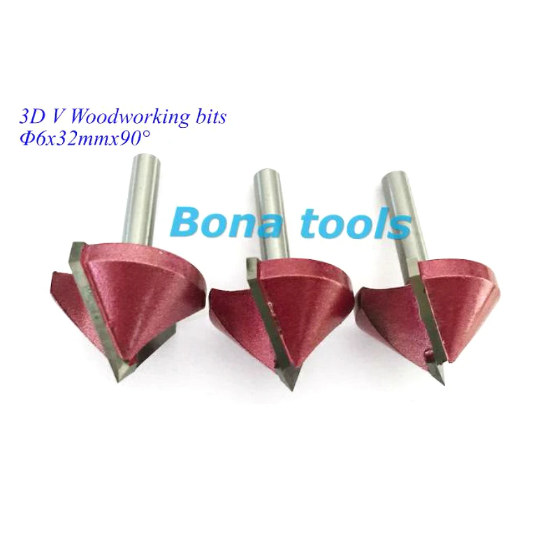 4 шт. (60 градусов + 90 120 150 градусов) Shank-6mm Width-32mm CNC Гравировка 3D V паз фреза Бит