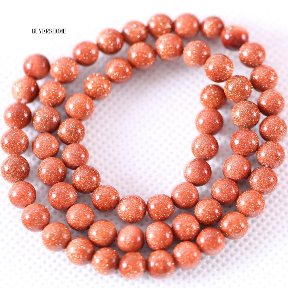 Free Shipping Natural Stone For Necklace Bracelet Round 6MM Gold Sandstone Loose Beads String14.5&quot A133 | Украшения и