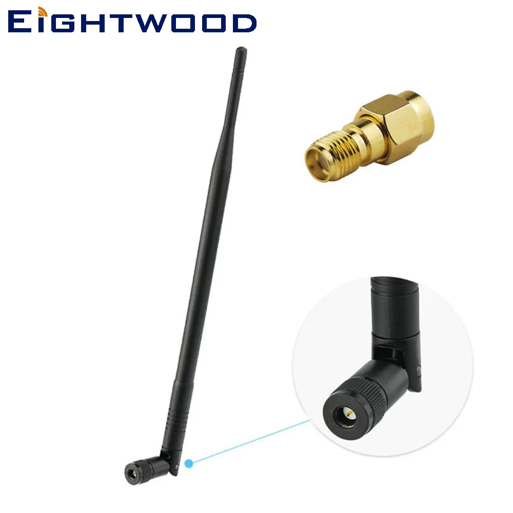 Eightwood 5dBi 4G LTE резиновая антенна с SMA вилкой + Мужской адаптер для Spartan GoCam