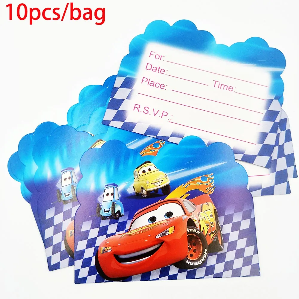 invitation card02 Mcqueen малыш день рождения принадлежности скатерть чашка тарелка соломенная салфетка Подарочный пакет конфеты коробка попкорн события Patry украшения - Цвет: invitation card02