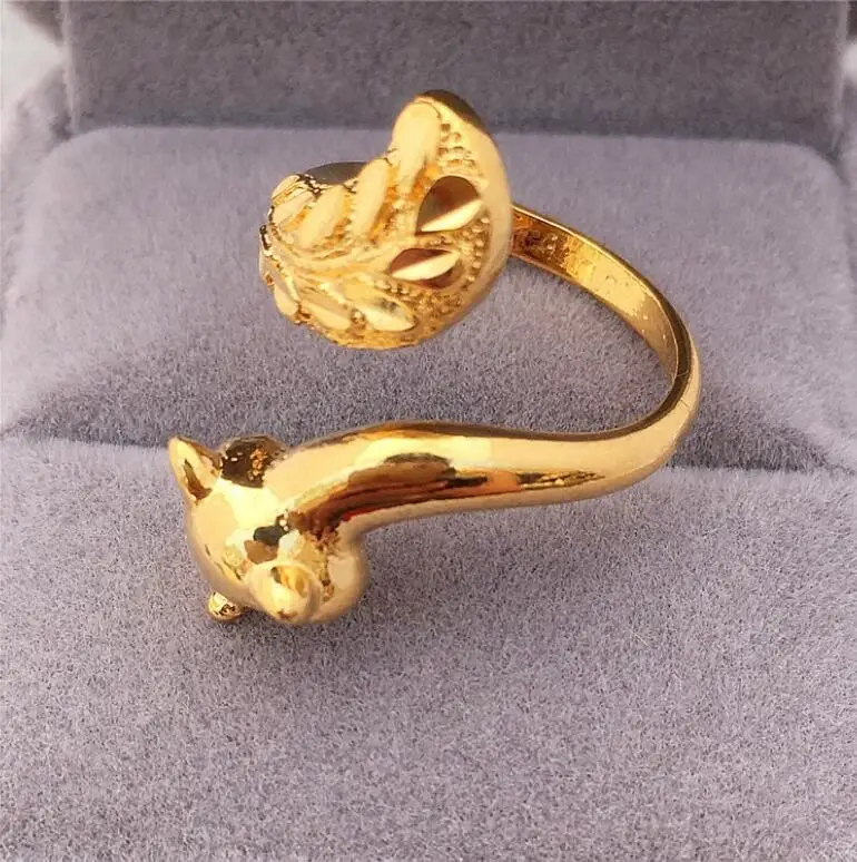 Модные ювелирные изделия кольцо с лисьей кольца металлические 24K регулируемый