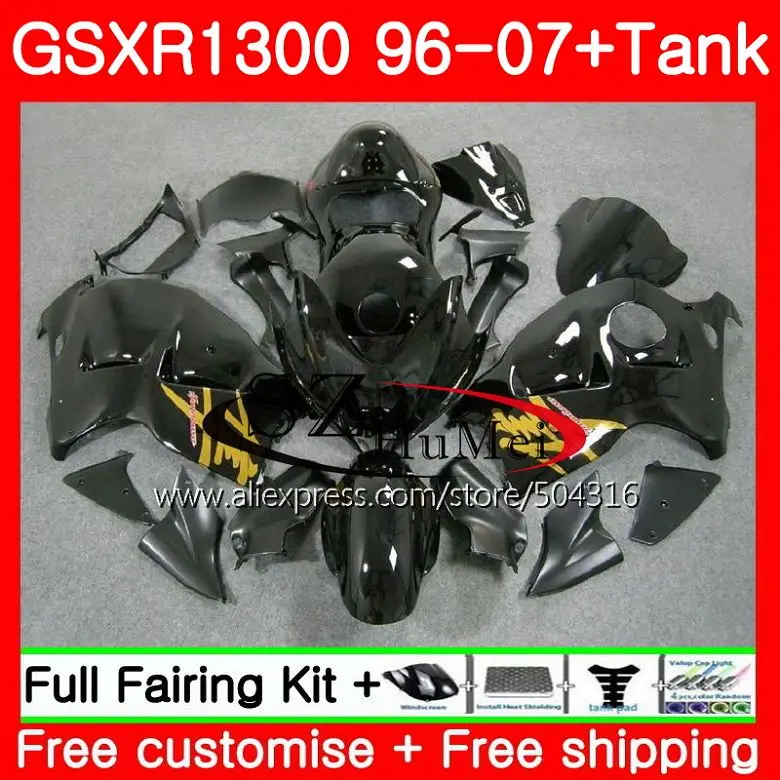 

Обтекатели для SUZUKI Hayabusa глянцевые черные GSXR1300 96 07 GSXR 1300 96 97 98 99 00 01 42SH6 GSX R1300 1996 1997 1998 1999 2001