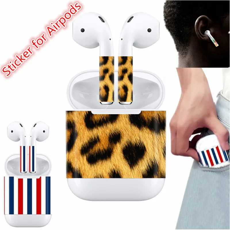 Наклейки с леопардовым принтом для AirPods силиконовый чехол защитная пленка |