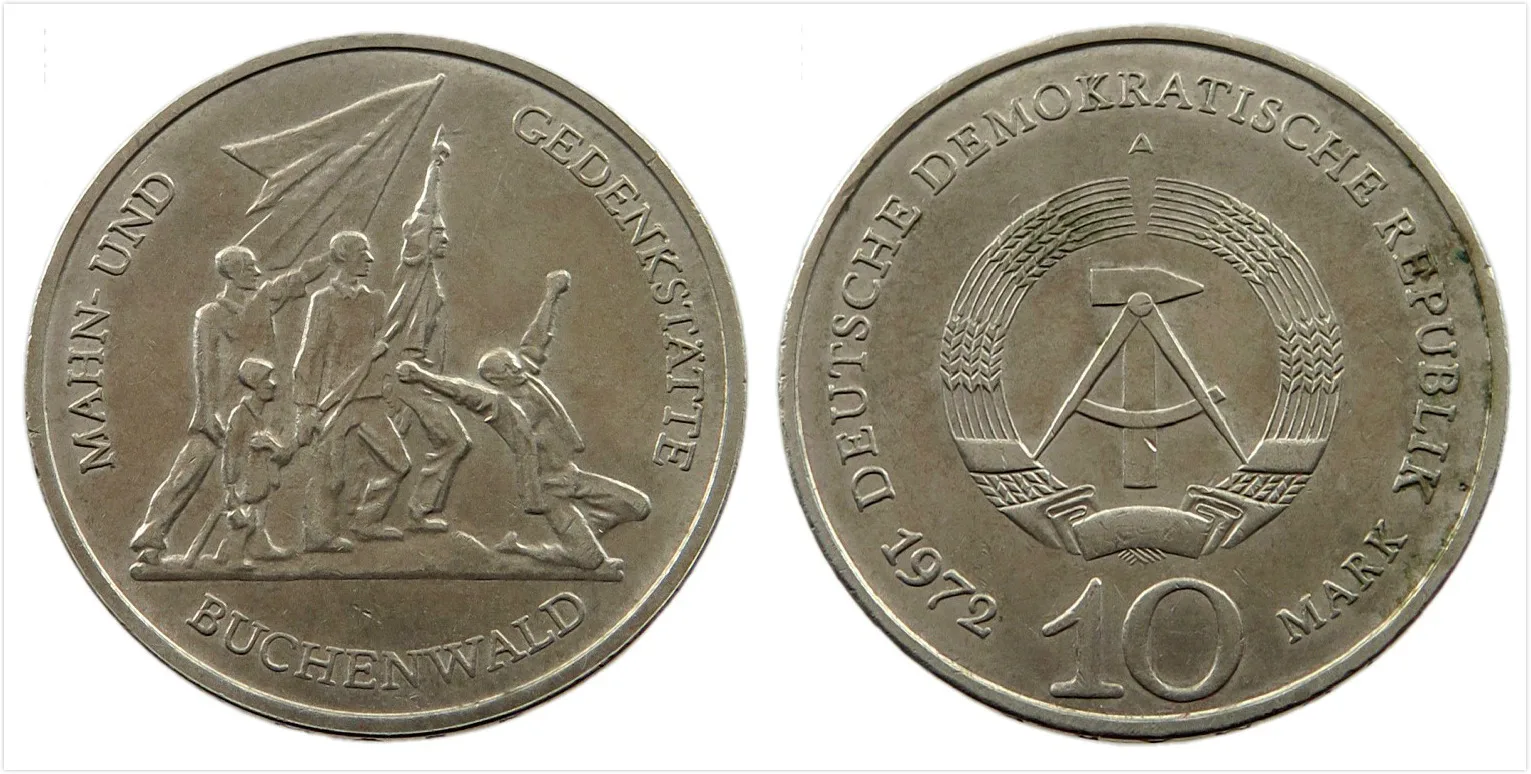 Восточно Западная Германия 10 Mark Buchenwald congation Camp Edition памятная монета 1972 ЕС 100%