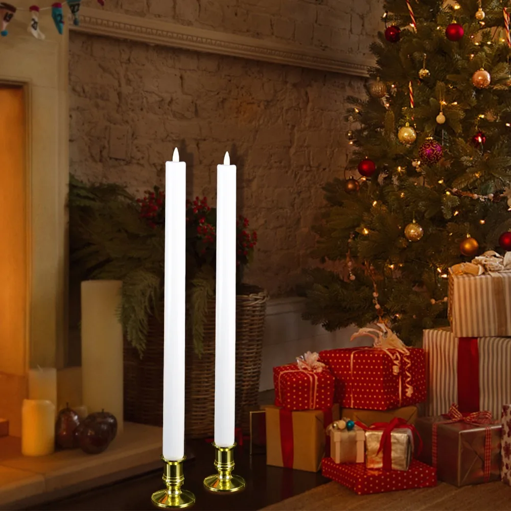 2Pcs Luminara Battery Operated Flickering Led Candles Flameless White Stick Candle Light Lamp for Wedding Home Table Decoration | Дом и сад