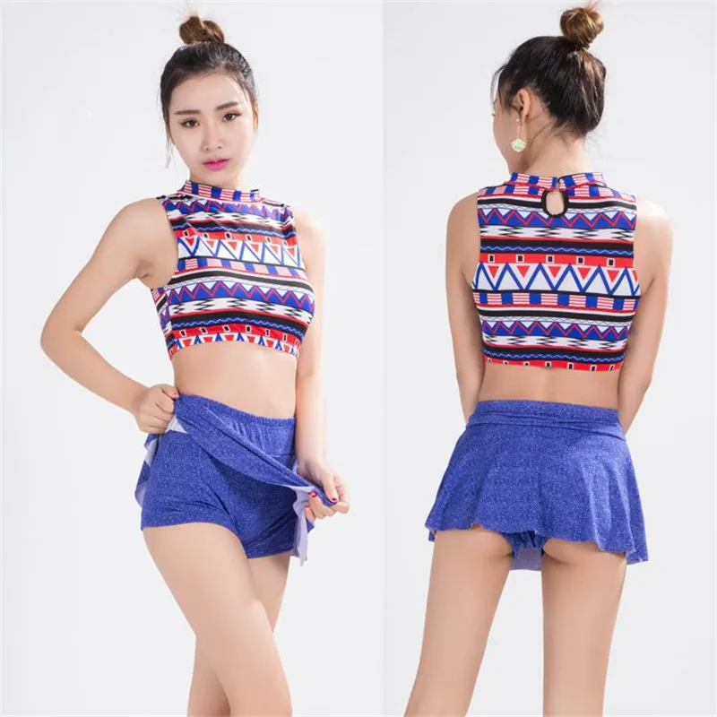 Новинка 2017 купальник женский Консервативная юбка Сплит плоской Штаны пикантные