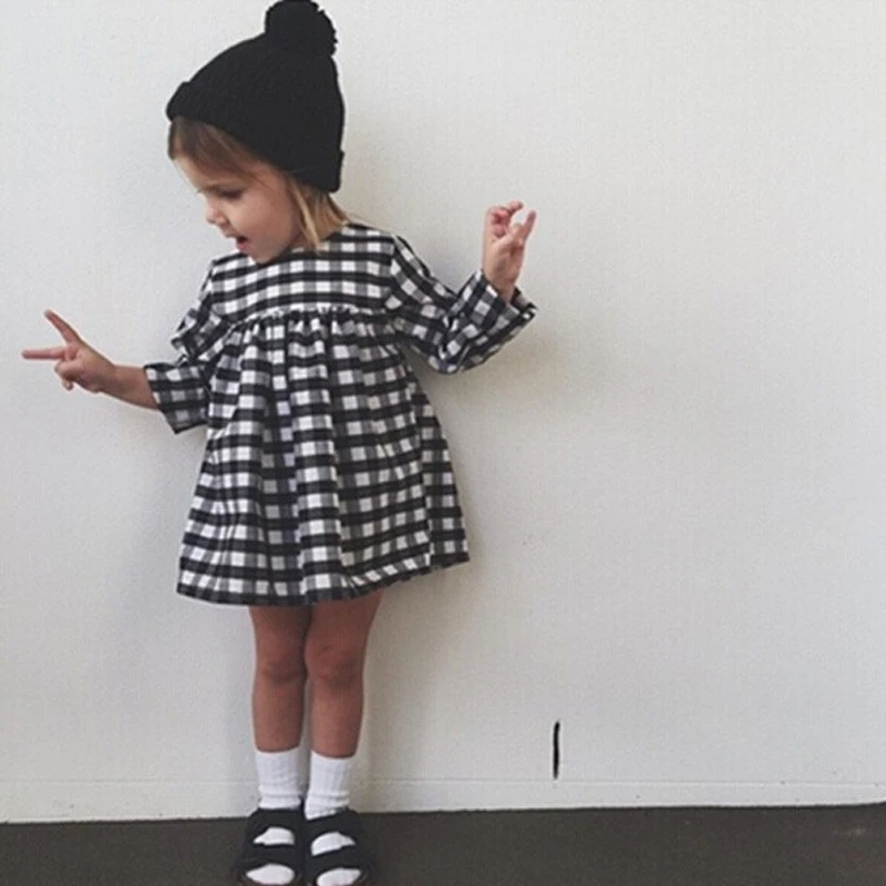 Girls Dresses New 2021 Baby Costume Dress For Long Sleeve Plaid European Vestido Vetement Fille Kids Party Clothing | Детская одежда и