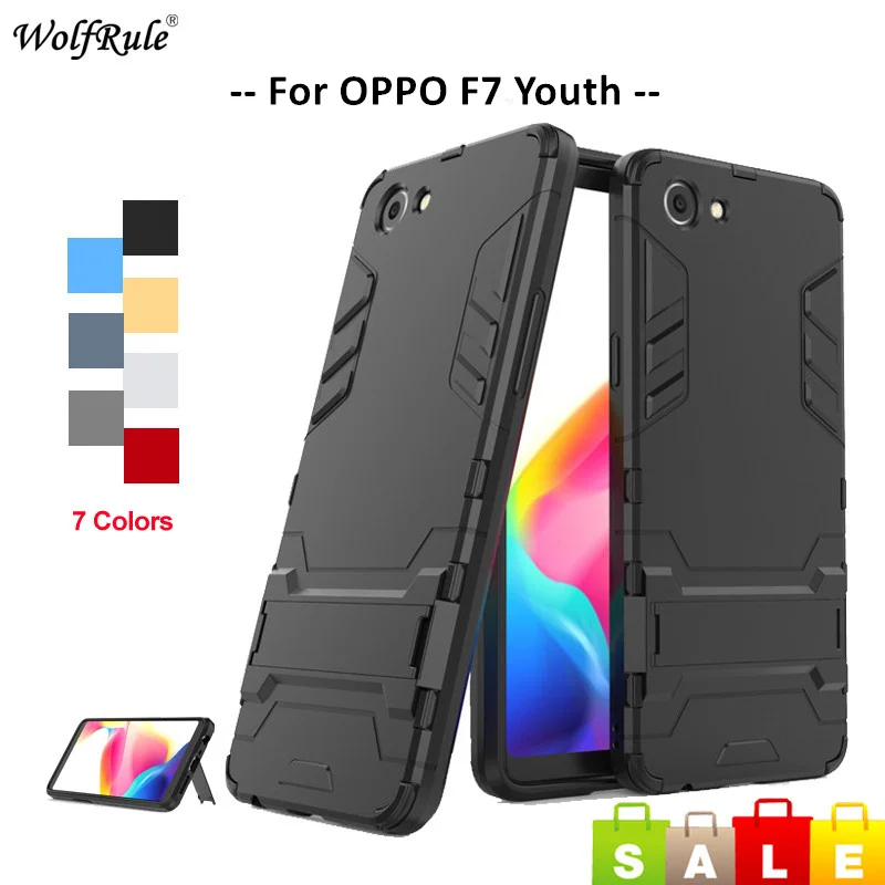 Для крышки OPPO F7 молодежный чехол WolfRule TPU и PC держатель Бампер корпус для телефона