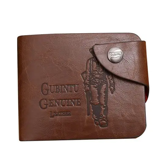 FGGS-GUBINTU 1 coffee leather man retro creative wallet short paragraph Oblique buckle with hole hunter 12*10*1.8cm |
