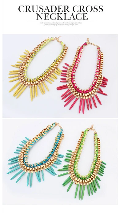 Bohemia National Wind Punk Chain Tassel Clavicle Necklaces|necklace birthstone|chain pinkchain diamond necklace |