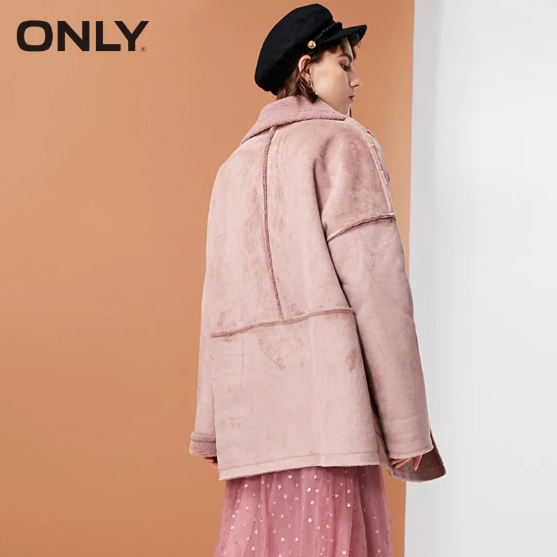 ONLY Зимняя утолщенная куртка из замши с мехом ягненка женская | 118322514 Женская