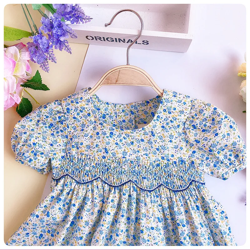 Girl Smocked Dress Summer Cotton Flower Fashion Baby Boutique Clothes Kids Party Princess Beautiful G108 | Детская одежда и обувь