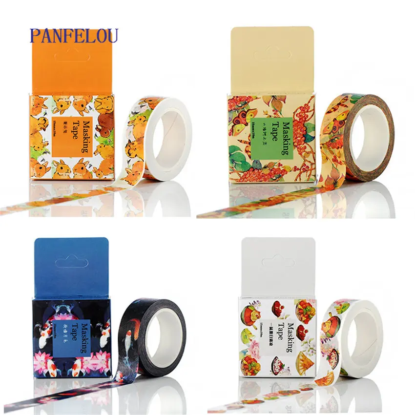 Мультяшные наклейки PANFELOU 1,5 см x 10 м, наклейки с каймой, клейкая бумага, Васи-лента, сделай сам, скрапбукинг, ручная учетная запись (art.: 7a47b019f) - 7a47b019f