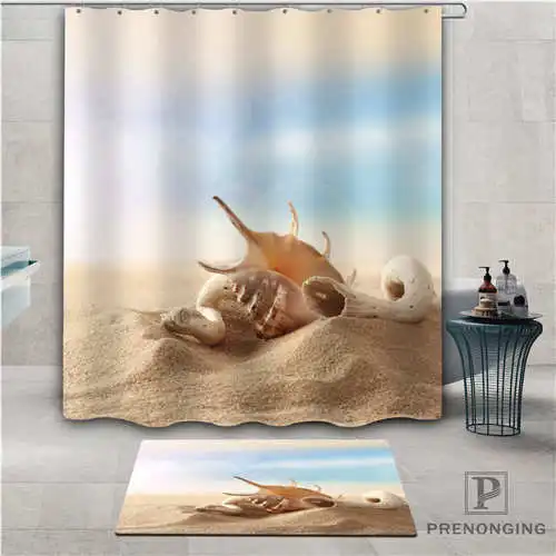 Пользовательские ракушки (1) водонепроницаемый занавеска для душа коврик ванной