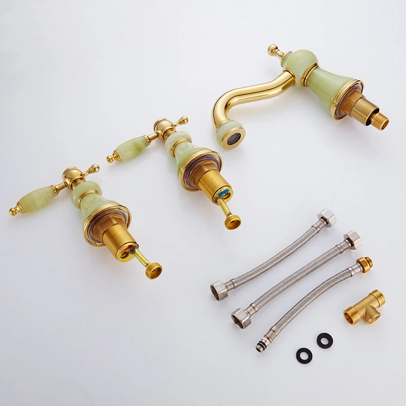 Смеситель для раковины в ванной комнате 8 дюймов латунь и нефрит | Обустройство