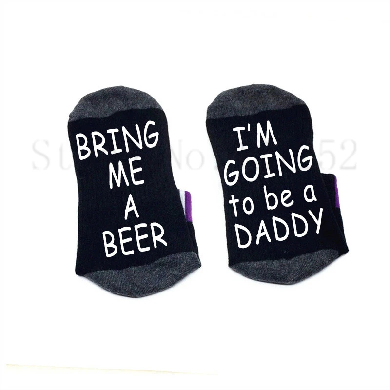 Носки с надписью Bring me a beer I'm to be daddy хлопковые эластичные удобные носки унисекс