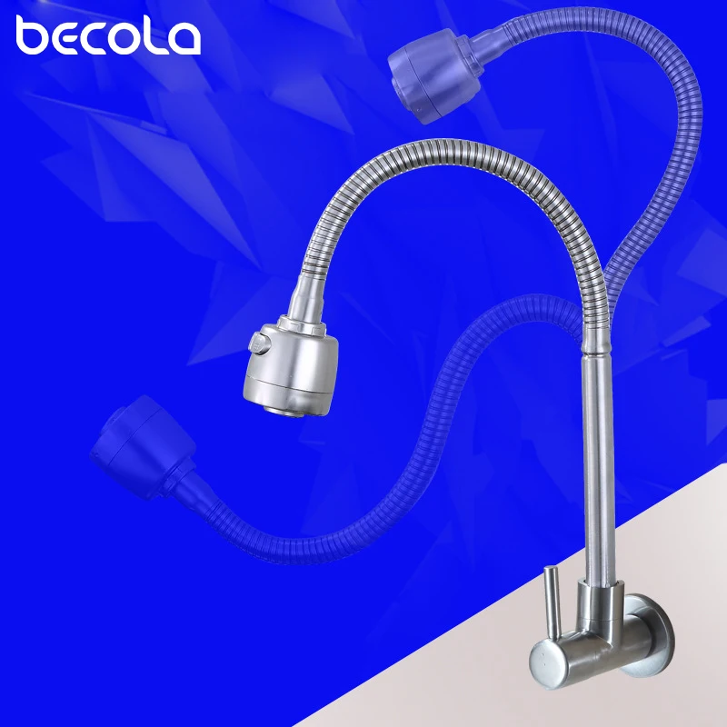 stainless steel wall mounted kitchen faucet wall kitchen mixers kitchen sink tap 360 degree swivel flexible hose double holes free global shipping