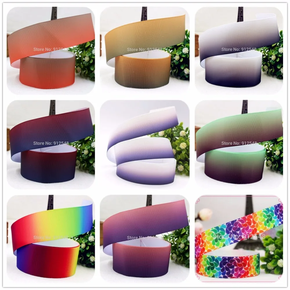 YJHSMY 1641320 38 мм градиентная цветная серия напечатанная grosgrain лента DIY аксессуары для