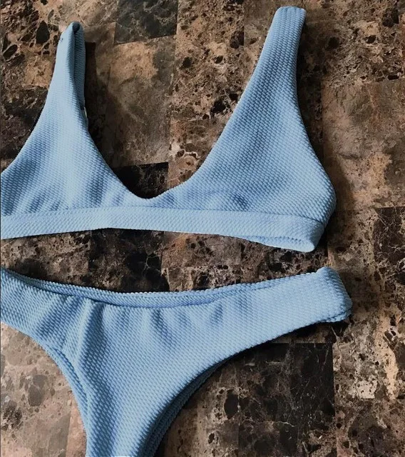 Women's three-point strap bikini swimsuit summer tugboat push up Thong Swimwear Women Brazilian Bikini | Спорт и развлечения