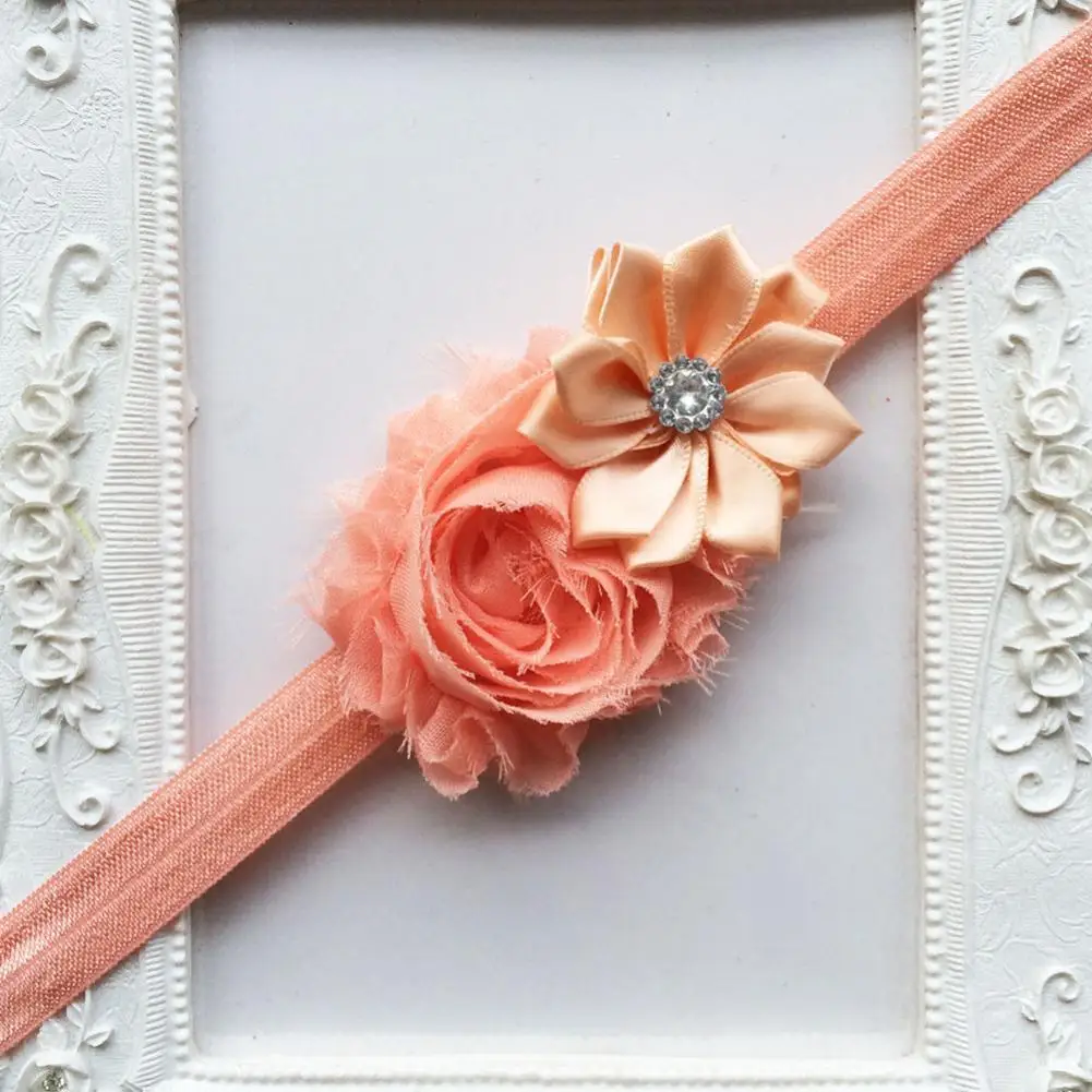 10PC Lots Baby newborn infant headbands thin elastic rhinestone Headband fabric flowers for children hair access | Детская одежда и
