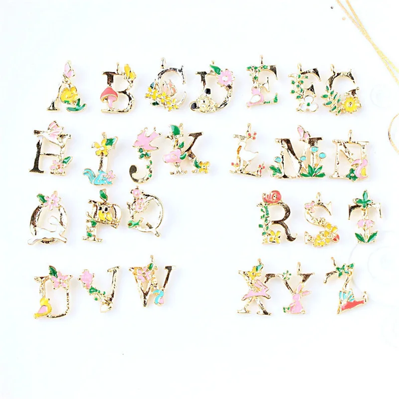 

A-Z Specific Flower Letters Alphabet Charms Pendant For DIY Handmade Bracelet Necklace Jewelry Accessories Material