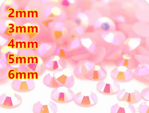 Jelly Lt.Rose AB полимерные плоские бусины для нейл-арта/одежды/украшения (2 мм 3 4 5 6 мм)