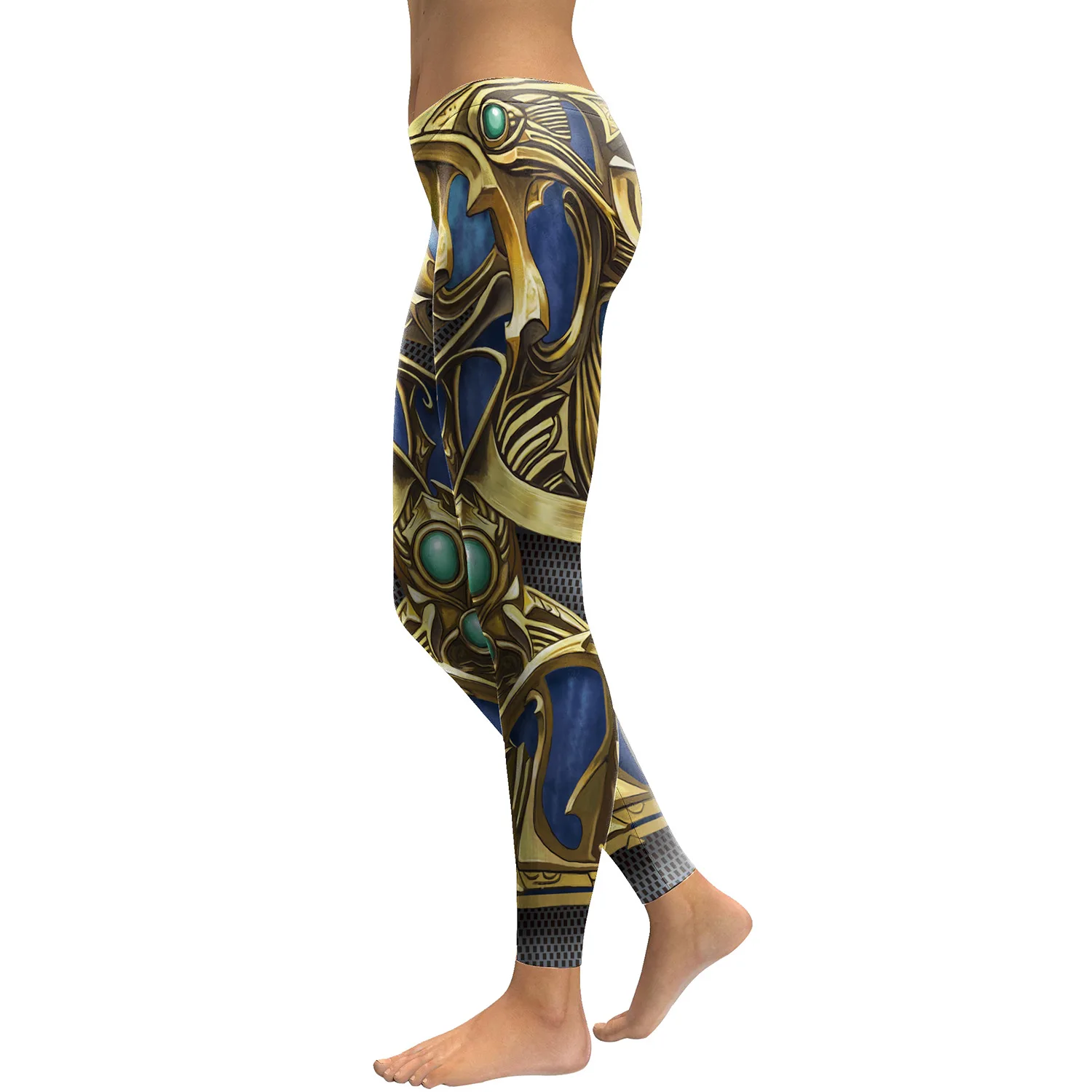 JIGERJOGER 2017 new YELLOW armor digital printing leggings elastic tight pants VINTAGE retro low waist band girl's running | Спорт и
