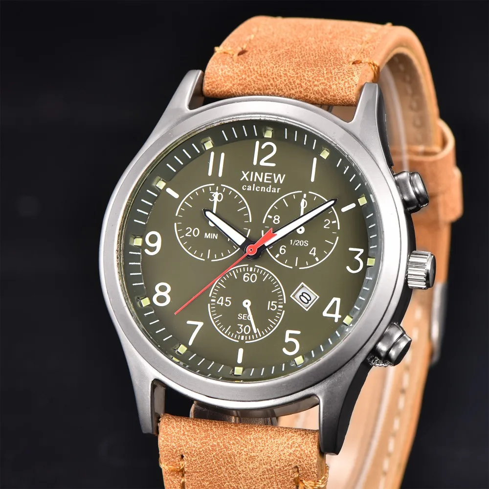 Недорогие мужские наручные часы 2018 модный бренд XINEW светящиеся стрелки из замши