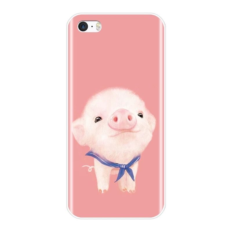 Чехол для телефона из ТПУ iPhone 5C мягкий силиконовый чехол с розовой Свинкой кошкой