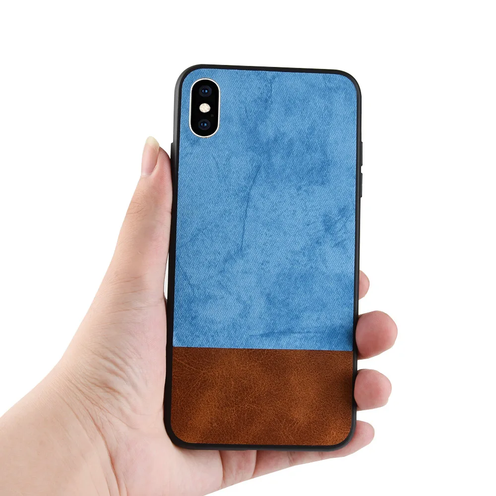 Luxury PU Leather Canvas Case For Apple iPhone XS Xs Retro Business Cowboy Hybrid Jeans Style Cover for X 5.8&quot | Мобильные
