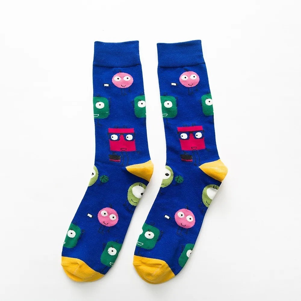 socks monster Модные Цветные счастливые Мужские Носки с рисунком петуха, облака, мягкие, дышащие, хлопковые, спортивные, пушистые, забавные носки, мужские, черные - Цвет: socks monster